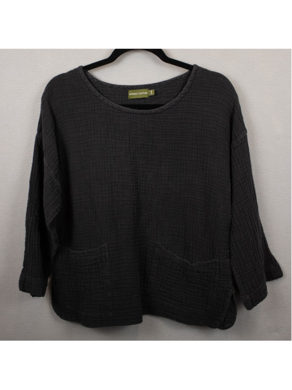 Honest Cotton black gauzy tunic top-S/M